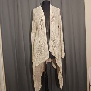 Mossimo Supply Co.‎ Open Knit Draped Cardigan Cape Lightweight Cream Size L